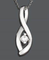Go with the flow with this sterling silver single swirl Wrapped in Love™ pendant encircling a classic round-cut diamond (1/10 ct. t.w.). Approximate length: 18 inches. Approximate drop: 1-1/2 inches. Go with the flow with this sterling silver single swirl Wrapped in Love™ pendant encircling a classic round-cut diamond (1/10 ct. t.w.). Approximate length: 18 inches. Approximate drop: 1-1/2 inches.