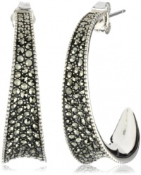 Judith Jack Sterling Silver Marcasite Pave Sculptured Contour Hoop Earrings Judith Jack Sterling Silver Marcasite Pave Sculptured Contour Hoop Earrings