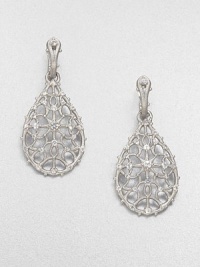 From the Lace Collection. An intricate lace motif in sleek sterling silver accented with sparkling white sapphires. White sapphireSterling silverDrop, about 1.6Lever backImported From the Lace Collection. An intricate lace motif in sleek sterling silver accented with sparkling white sapphires. White sapphireSterling silverDrop, about 1.6Lever backImported