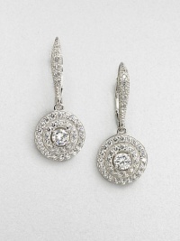A simply chic, double frame design encrusted in pavé crystals and cubic zirconia. CrystalsCubic zirconiaSterling silverLength, about 1LeverbackImported A simply chic, double frame design encrusted in pavé crystals and cubic zirconia. CrystalsCubic zirconiaSterling silverLength, about 1LeverbackImported