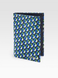 Circular print bifold set in textured saffiano leather.10 card slotsLeather4W x 5HMade in Italy Circular print bifold set in textured saffiano leather.10 card slotsLeather4W x 5HMade in Italy