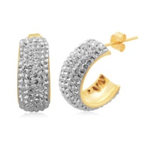 10k Gold by Madison Avenue Collection made with Swarovski Elements Large Half Hoop Earrings with RD 10k Gold by Madison Avenue Collection made with Swarovski Elements Large Half Hoop Earrings with RD