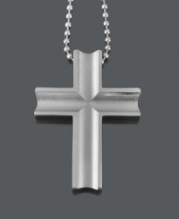 Show strength in style and faith. This symbolic men's necklace features a simple cross set in solid titanium and strung on a matching bead chain. Approximate length: 24 inches. Approximate drop width: 1-1/2 inches. Approximate drop length: 2-1/10 inches. Show strength in style and faith. This symbolic men's necklace features a simple cross set in solid titanium and strung on a matching bead chain. Approximate length: 24 inches. Approximate drop width: 1-1/2 inches. Approximate drop length: 2-1/10 inches.