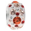 925 Sterling Silver Orange Kaleidoscope Crystal, For Chamilia, Pandora, Biagi, Personality, Reflections And More Charm Bracelets