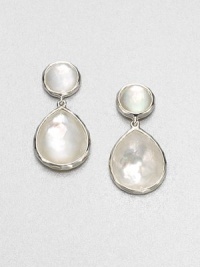 From the Wonderland Collection. The creamy luster of mother-of-pearl is fashioned in a snowman setting with a circle atop a teardrop, both set in textured sterling silver.Mother-of-pearlSterling silverDrop, about .9Post backImported From the Wonderland Collection. The creamy luster of mother-of-pearl is fashioned in a snowman setting with a circle atop a teardrop, both set in textured sterling silver.Mother-of-pearlSterling silverDrop, about .9Post backImported