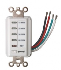 Woods 59008 Decora Style 60-30-20-10 Minute Preset Wall Switch Timer, White, 60-Minute