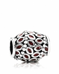 Gleaming silver, glossy enamel, and three dimensional texture define this elegant egg-shaped charm from PANDORA. Gleaming silver, glossy enamel, and three dimensional texture define this elegant egg-shaped charm from PANDORA.