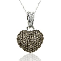 Effy Jewelry Effy® 14K White Gold Diamond and Cognac Diamond Heart Shaped Pendant 0.94 Twc Effy Jewelry Effy® 14K White Gold Diamond and Cognac Diamond Heart Shaped Pendant 0.94 Twc