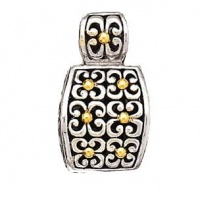 925 Silver Rectangular Flower Pendant with 18k Gold Accents 925 Silver Rectangular Flower Pendant with 18k Gold Accents