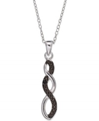 Everlasting beauty. Victoria Townsend's necklace and infinity-shaped pendant are set in sterling silver, with black diamond accents adding a lustrous touch. Approximate length: 18 inches. Approximate drop: 1-1/5 inches. Everlasting beauty. Victoria Townsend's necklace and infinity-shaped pendant are set in sterling silver, with black diamond accents adding a lustrous touch. Approximate length: 18 inches. Approximate drop: 1-1/5 inches.