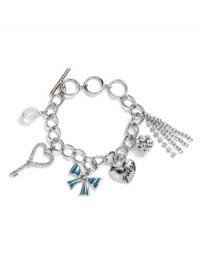 GUESS Silver-Tone Sparkle Charm Bracelet, SILVER GUESS Silver-Tone Sparkle Charm Bracelet, SILVER