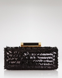 Put on the glitz with this boxy, DIANE von FURSTENBERG clutch, sized right to be a perfect night light. Put on the glitz with this boxy, DIANE von FURSTENBERG clutch, sized right to be a perfect night light.