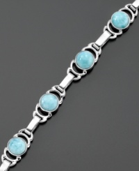 Elegant and refreshing, this bracelet melds luminous sterling silver with larimar. Measures approximately 8 inches long. Elegant and refreshing, this bracelet melds luminous sterling silver with larimar. Measures approximately 8 inches long.