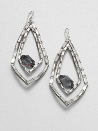 From the Miss Havisham Bel Air Collection. Faceted stones nestled in sparkling Swarovski crystals in a double frame design. Glass stonesRhodium-platingSwarovski crystalsDrop, about 3.5Hook backMade in USA