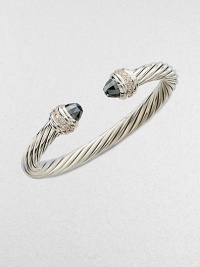 From the Cable Collection. Two beautifully, faceted hematite stone caps accented with dazzling diamonds on a sterling silver cable cuff. HematiteDiamonds, .48 tcwSterling silverDiameter, about 2½Slip-on styleImported From the Cable Collection. Two beautifully, faceted hematite stone caps accented with dazzling diamonds on a sterling silver cable cuff. HematiteDiamonds, .48 tcwSterling silverDiameter, about 2½Slip-on styleImported