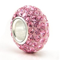 Swaroski Pink Crystal Ball Bead Sterling Silver Charm Fits Pandora Chamilia Biagi Trollbeads European Bracelet Swaroski Pink Crystal Ball Bead Sterling Silver Charm Fits Pandora Chamilia Biagi Trollbeads European Bracelet