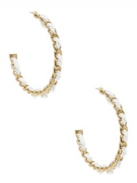 GUESS White And Gold-Tone Woven Hoop Earrings, WHITE GUESS White And Gold-Tone Woven Hoop Earrings, WHITE