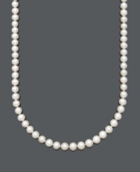 The perfect accessory to add elegance to any ensemble. This traditional pearl necklace by Belle de Mer will last a lifetime. Crafted in AA+ cultured freshwater pearls (9-10 mm) with a 14k gold clasp. Approximate length: 22 inches. The perfect accessory to add elegance to any ensemble. This traditional pearl necklace by Belle de Mer will last a lifetime. Crafted in AA+ cultured freshwater pearls (9-10 mm) with a 14k gold clasp. Approximate length: 22 inches.