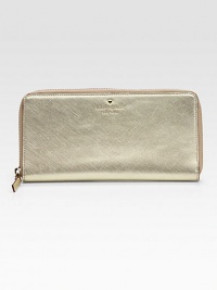 A chic piece in saffiano leather with a goldtone zip-around closure and polka-dot details.Zip-around closureOne outside open compartmentThree bill compartmentsTen credit card slots with ID windowFully lined8¾W X 4H X ¾DImported A chic piece in saffiano leather with a goldtone zip-around closure and polka-dot details.Zip-around closureOne outside open compartmentThree bill compartmentsTen credit card slots with ID windowFully lined8¾W X 4H X ¾DImported
