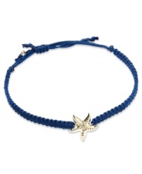 Star attraction. A 14k gold starfish centers this navy nylon bracelet for a whimsically stylish effect. Bracelet adjusts to fit wrist. Approximate diameter: 3-1/2 inches. Star attraction. A 14k gold starfish centers this navy nylon bracelet for a whimsically stylish effect. Bracelet adjusts to fit wrist. Approximate diameter: 3-1/2 inches.