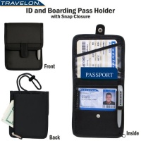 Travelon ID Boarding Pass Holder Snap Closure Secure Passport Travel Wallet Neck 6250 Travelon ID Boarding Pass Holder Snap Closure Secure Passport Travel Wallet Neck 6250