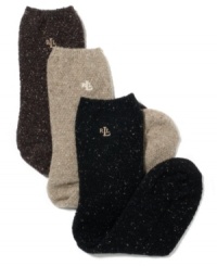 Add a pair of cozy crews to your sock drawer. Lauren Ralph Lauren has crafted a warm wool crew sock to wear with shoes and booties. Each is accented with the iconic LRL logo for understated signature style. Add a pair of cozy crews to your sock drawer. Lauren Ralph Lauren has crafted a warm wool crew sock to wear with shoes and booties. Each is accented with the iconic LRL logo for understated signature style.