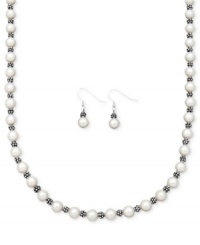 The perfect pairing for everlasting style. Every girl needs a cultured freshwater pearl (8-9 mm) and sterling silver necklace and earrings set in her collection. Approximate length: 18 inches. Approximate drop: 1-1/4 inches. The perfect pairing for everlasting style. Every girl needs a cultured freshwater pearl (8-9 mm) and sterling silver necklace and earrings set in her collection. Approximate length: 18 inches. Approximate drop: 1-1/4 inches.