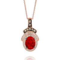 Le Vian 0.95 Carat Fire Opal Chocolate Diamond Necklace in 14K Rose Gold with 0.27 Carats Chocolate and White Diamonds