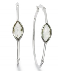 Classic earrings get a sparkly update. Victoria Townsend's stunning hoop earrings feature marquise-cut green quartz (5 ct. t.w.) and sparkling diamond accents in sterling silver. Approximate diameter: 2 inches. Classic earrings get a sparkly update. Victoria Townsend's stunning hoop earrings feature marquise-cut green quartz (5 ct. t.w.) and sparkling diamond accents in sterling silver. Approximate diameter: 2 inches.