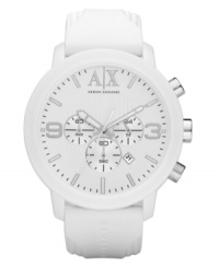 Total white out: a crisp sport watch by AX Armani Exchange. Total white out: a crisp sport watch by AX Armani Exchange.