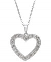 Open your heart to the idea of something new. This sterling silver necklace is centered by a pendant replete with round-cut diamonds (1/10 ct. t.w.). Approximate length: 18 inches. Approximate drop: 1 inch.