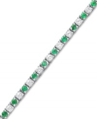 Show your true colors. A sweet mix of round-cut white sapphires (2-1/2 ct. t.w.) and emeralds (2 ct. t.w.) create a seamless row of sparkle on this stunning sterling silver bracelet. Approximate length: 7 inches. Show your true colors. A sweet mix of round-cut white sapphires (2-1/2 ct. t.w.) and emeralds (2 ct. t.w.) create a seamless row of sparkle on this stunning sterling silver bracelet. Approximate length: 7 inches.