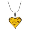 Sterling Silver Honey Amber Heart Pendant Necklace, 18