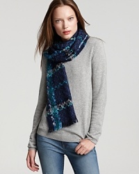 Plaid perfection, this Aqua boucle scarf will wrap you in luxurious texture. Plaid perfection, this Aqua boucle scarf will wrap you in luxurious texture.