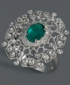 Channel the energy and vibrance of Brasil in this flashy cocktail ring from Brasilica by Effy Collection. A unique filigree setting crafted from 14k white gold cradles an oval-cut emerald (1-1/8 ct. t.w.) and sparkling, round-cut diamonds (1-1/5 ct. t.w.).