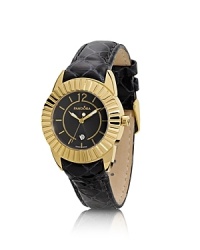 PANDORA's 'Imagine' watch with a black leather strap and gold-plated bezel bring an urbane element to your jewelry box. The collection's signature black diamond crown adds a finishing touch. PANDORA's 'Imagine' watch with a black leather strap and gold-plated bezel bring an urbane element to your jewelry box. The collection's signature black diamond crown adds a finishing touch.