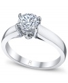 Tell a story with this symbolic style. This My Diamond Story engagement ring features a stunning, certified solitaire diamond (1 ct. t.w.) in a polished 18k white gold setting.
