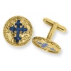 Gold-tone Blue Enameled Cross Cuff Links