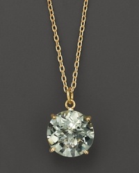 An elegant green amethyst pendant necklace in 18 Kt. yellow gold. With Roberto Coin's signature ruby accents. An elegant green amethyst pendant necklace in 18 Kt. yellow gold. With Roberto Coin's signature ruby accents.