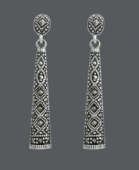 Dazzling marcasite lends these drop earrings an ornate feel. Genevieve & Grace earrings crafted in sterling silver. Approximate drop: 1-1/2 inches. Dazzling marcasite lends these drop earrings an ornate feel. Genevieve & Grace earrings crafted in sterling silver. Approximate drop: 1-1/2 inches.