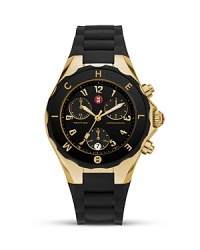Make a bold, glamorous statement with Michele's jelly bean watch. Styled in polished gold and black with three-eye functionality. Make a bold, glamorous statement with Michele's jelly bean watch. Styled in polished gold and black with three-eye functionality.