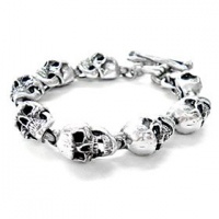 Silver Skull Bracelet...Star Knights .925 Sterling Silver Heavy Skull Biker Rocker Bracelet with Moving Jaw and Bone Toggle Clasp. Best Selling Skull Bracelet Silver Skull Bracelet...Star Knights .925 Sterling Silver Heavy Skull Biker Rocker Bracelet with Moving Jaw and Bone Toggle Clasp. Best Selling Skull Bracelet