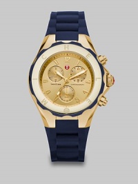 FIRST AT SAKS. From the Tahitian Jelly Bean Collection. A technical timepiece that features a sporty twist with a goldtone stainless steel case that makes a statement. Quartz movementWater resistant to 5 ATMRound goldtone stainless steel case, 40mm (1.5) Logo etched bezelGoldtone chronograph dialNumeric hour markersSecond hand Navy silicone strapImported FIRST AT SAKS. From the Tahitian Jelly Bean Collection. A technical timepiece that features a sporty twist with a goldtone stainless steel case that makes a statement. Quartz movementWater resistant to 5 ATMRound goldtone stainless steel case, 40mm (1.5) Logo etched bezelGoldtone chronograph dialNumeric hour markersSecond hand Navy silicone strapImported