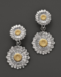 Blooming daises are detailed in 18K yellow gold accents on Buccellati's pendant earrings. Blooming daises are detailed in 18K yellow gold accents on Buccellati's pendant earrings.