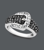 Step it up a notch in this chic cocktail ring. Kaleidoscope's buckle-shaped design shines with the addition of sparkling black and clear crystals made with Swarovski Elements. Crafted in sterling silver. Sizes 7, 8 and 9. Step it up a notch in this chic cocktail ring. Kaleidoscope's buckle-shaped design shines with the addition of sparkling black and clear crystals made with Swarovski Elements. Crafted in sterling silver. Sizes 7, 8 and 9.