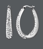 Celebrity-inspired style that will have you looking red-carpet ready. These glamorous Kaleidoscope hoop earrings feature a sparkling in and out design accentuated by clear crystals with Swarovski Elements. Crafted in sterling silver. Approximate diameter: 1-1/10 inches. Celebrity-inspired style that will have you looking red-carpet ready. These glamorous Kaleidoscope hoop earrings feature a sparkling in and out design accentuated by clear crystals with Swarovski Elements. Crafted in sterling silver. Approximate diameter: 1-1/10 inches.