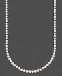 Polish your look with a perfect strand of pearls. Belle de Mer necklace features A+ Akoya cultured pearls (6-1/2-7 mm) set in 14k gold. Approximate length: 24 inches. Polish your look with a perfect strand of pearls. Belle de Mer necklace features A+ Akoya cultured pearls (6-1/2-7 mm) set in 14k gold. Approximate length: 24 inches.