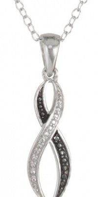 Sterling Silver Black Diamond Accent Infinity Pendant Necklace (0.01 cttw), 18 Sterling Silver Black Diamond Accent Infinity Pendant Necklace (0.01 cttw), 18