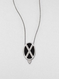 From the Soho Collection. Rich black spinels accented with a white sapphire criss cross design set in sterling silver on a delicate link chain. Black spinel and white sapphireSterling silver Length, about 16Pendant size, about 1.2Lobster clasp closureImported From the Soho Collection. Rich black spinels accented with a white sapphire criss cross design set in sterling silver on a delicate link chain. Black spinel and white sapphireSterling silver Length, about 16Pendant size, about 1.2Lobster clasp closureImported