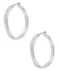 Classic cool. Hoop earrings from Robert Lee Morris get a sparkling touch with glass pave crystal accents. Crafted from silver-tone mixed metal. Approximate diameter: 1-1/4 inches. Approximate drop: 1-5/8 inches. Classic cool. Hoop earrings from Robert Lee Morris get a sparkling touch with glass pave crystal accents. Crafted from silver-tone mixed metal. Approximate diameter: 1-1/4 inches. Approximate drop: 1-5/8 inches.